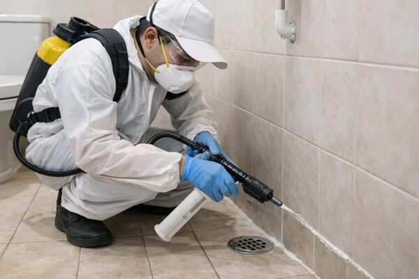 رش صراصير قرب مصرف حمام بالكويت