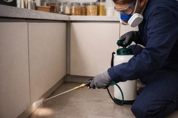 فني مكافحة حشرات في مطبخ