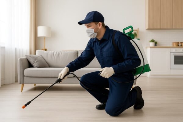 فني مكافحة حشرات داخل منزل كويتي