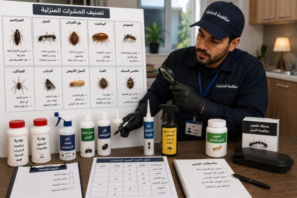 فحص الحشرات لتحديد المبيد المناسب
