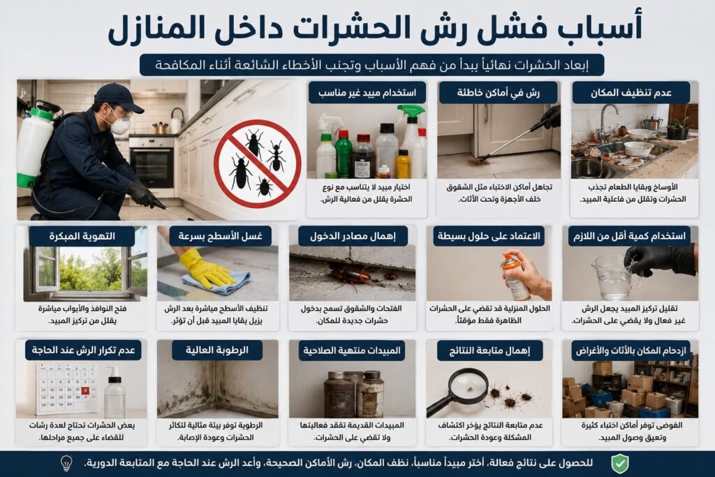 أسباب فشل رش الحشرات داخل المنازل